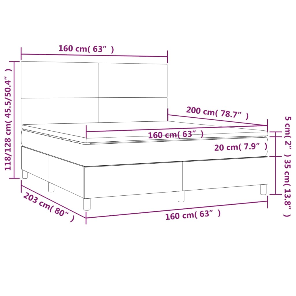 Boxspring Met Matras Kunstleer Kleurig 160 x 200 cm