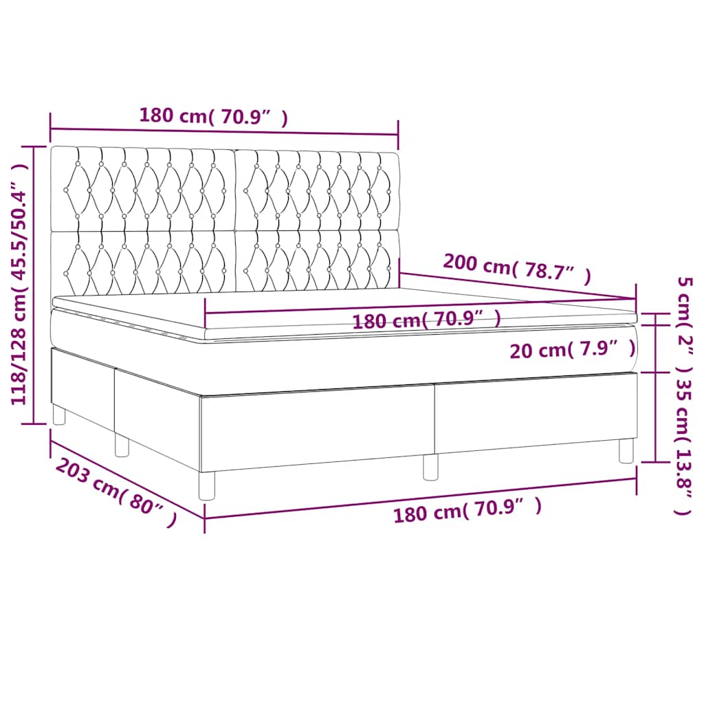Boxspring met matras fluweel donkerblauw 180x200 cm