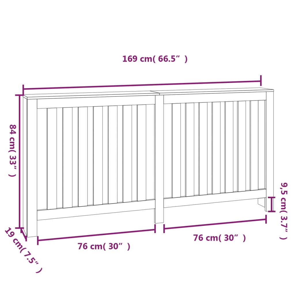 Radiatorombouw 169X19X84 Cm Massief Grenenhout Wit Naturel