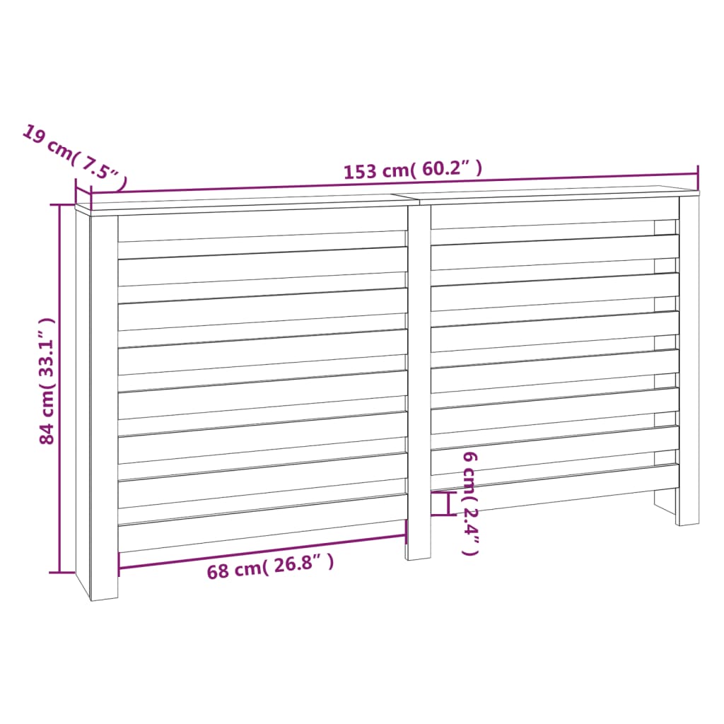 Radiatorombouw 153X19X84 Cm Massief Grenenhout Wit
