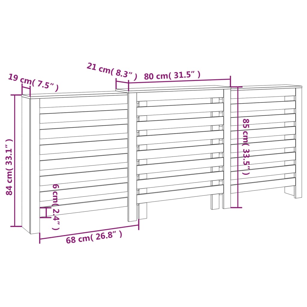 Radiatorombouw 210X21X85 Cm Massief Grenenhout