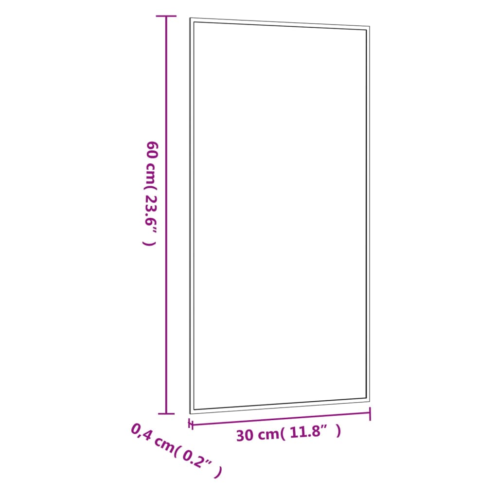 Wandspiegel Rechthoekig Glas 1 30 x 60 cm zonder LED