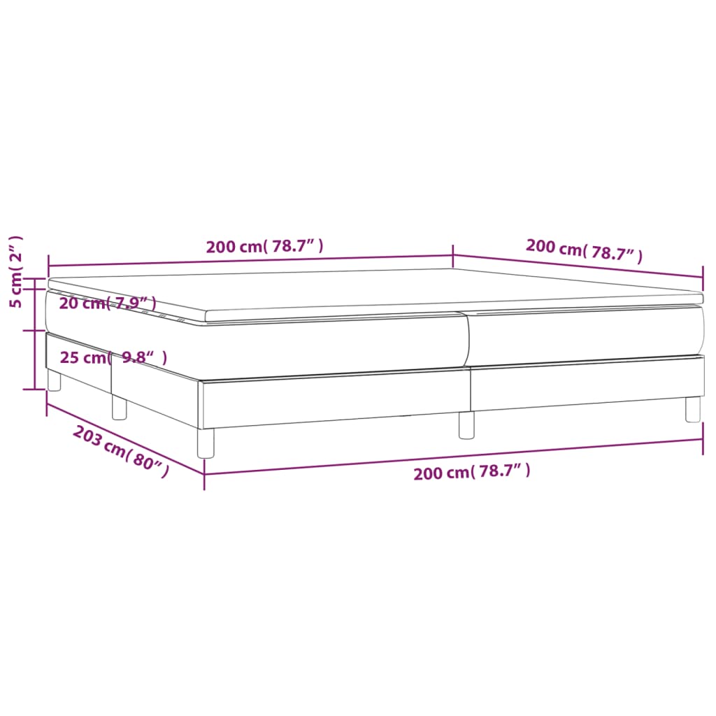 Boxspring met matras stof donkergrijs 200x200 cm 200 x 200 cm 25 cm