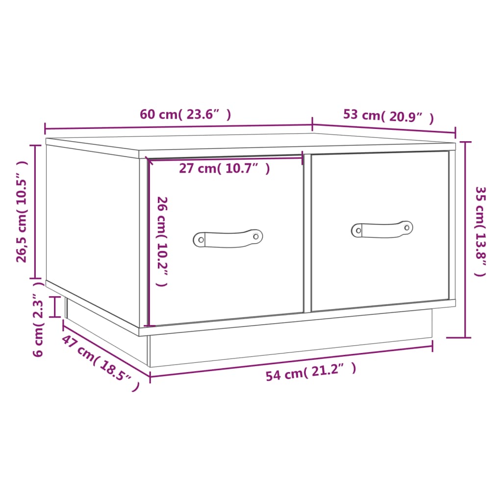 Salontafel 60X53X35 Cm Massief Grenenhout Grijs