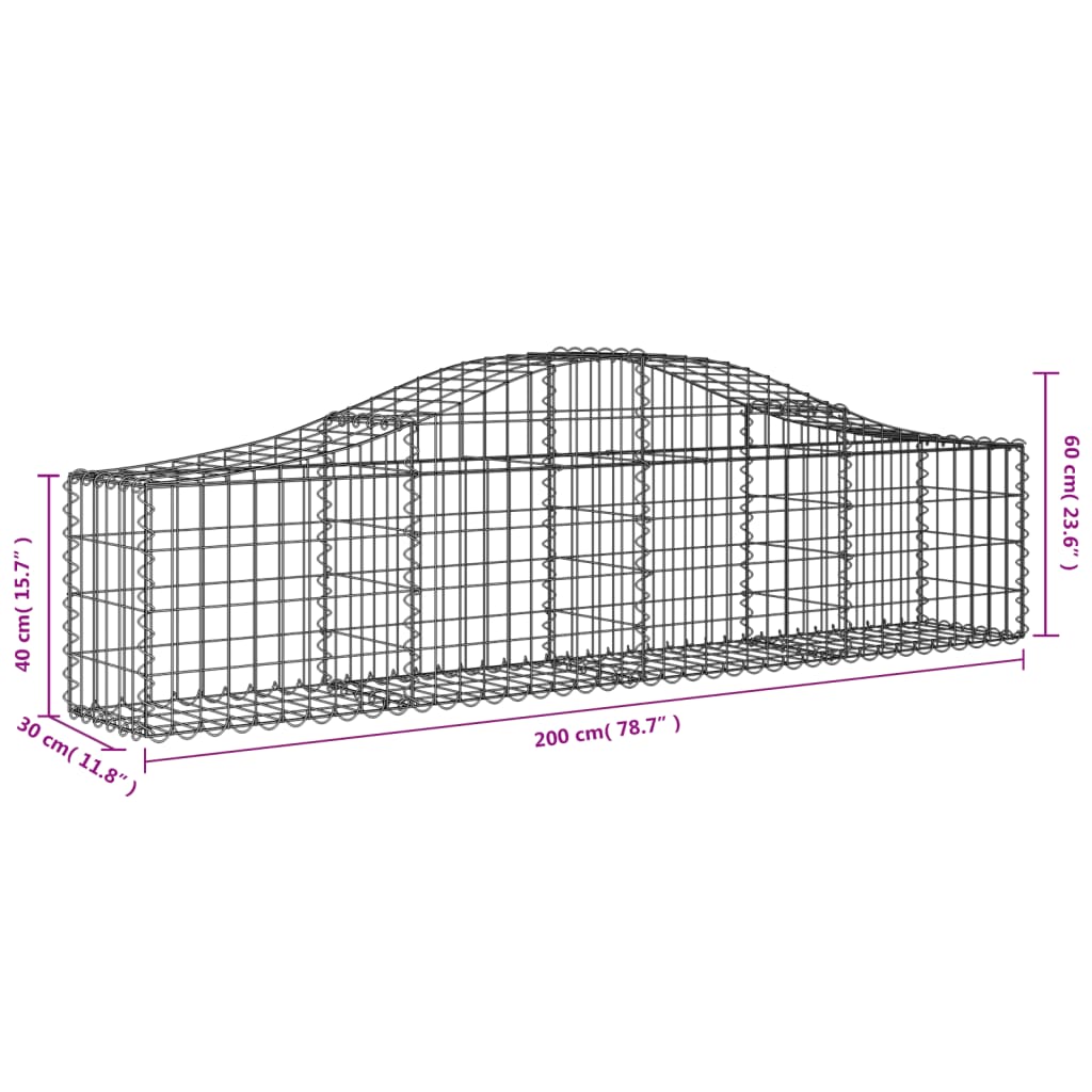 Schanskorven 20 st gewelfd 200x30x40/60 cm gegalvaniseerd ijzer 20 200 x 30 x 40/60 cm