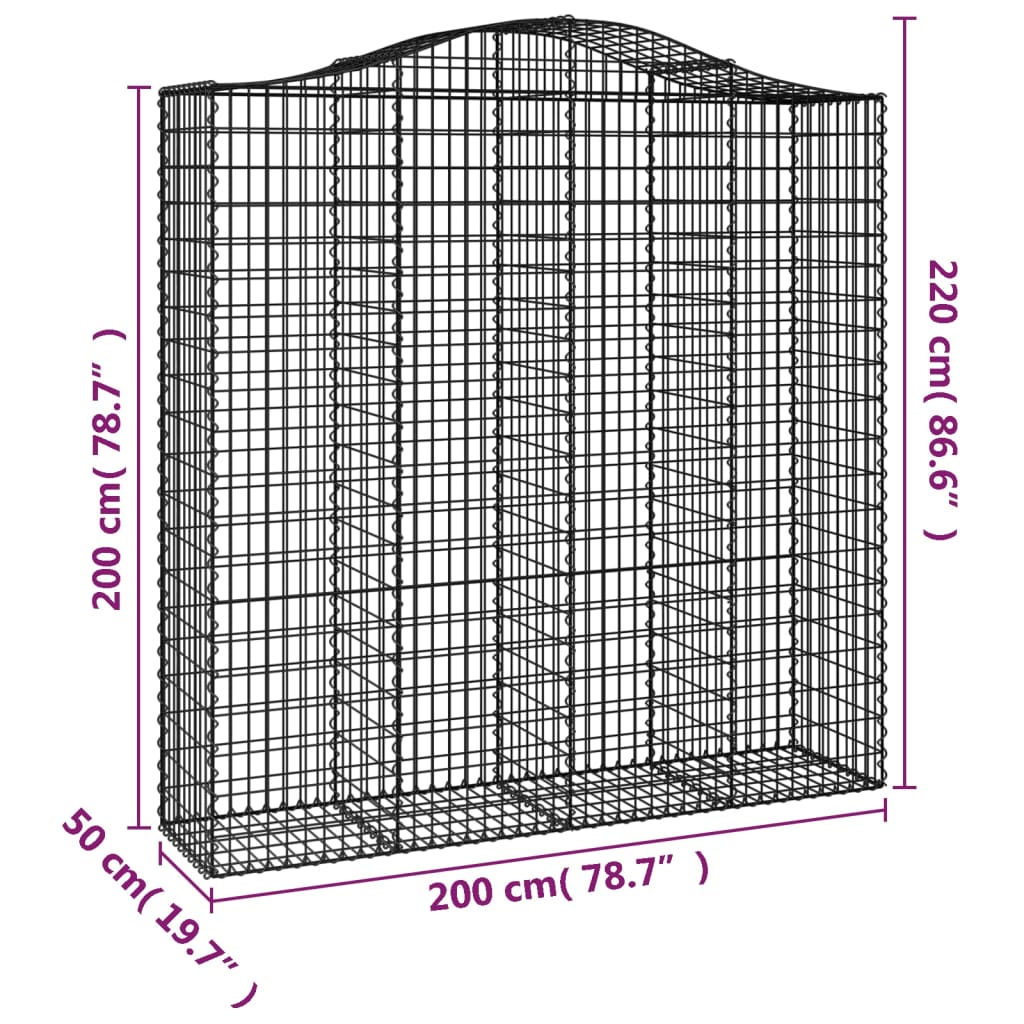 Schanskorven 3 st gewelfd 200x50x200/220 cm ijzer 3 200 x 50 x 200/220 cm
