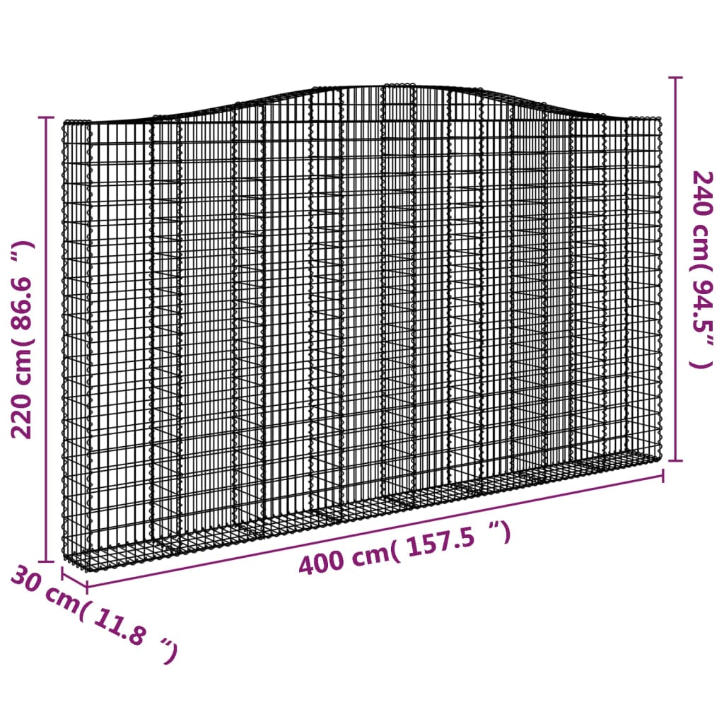 Schanskorven 2 st gewelfd 400x30x220/240 cm ijzer 2 400 x 30 x 220/240 cm