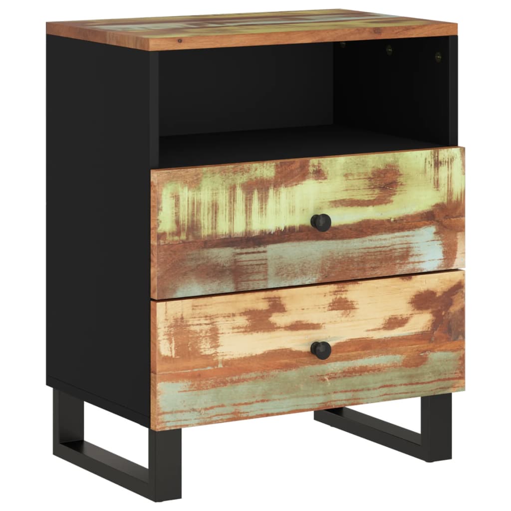Nachtkastje 50X33X62 Cm Massief Gerecycled Hout En Bewerkt Hout