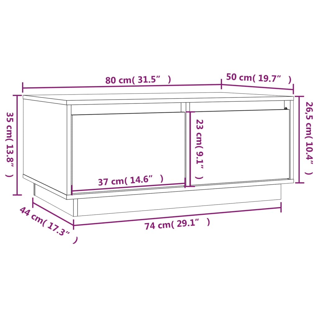 Salontafel 80X50X35 Cm Massief Grenenhout Honingbruin