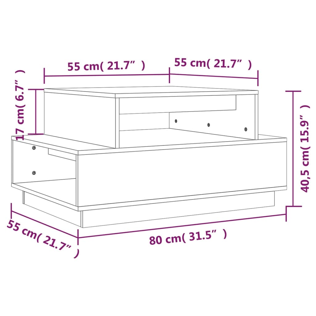 Salontafel 80X55X40,5 Cm Massief Grenenhout Wit