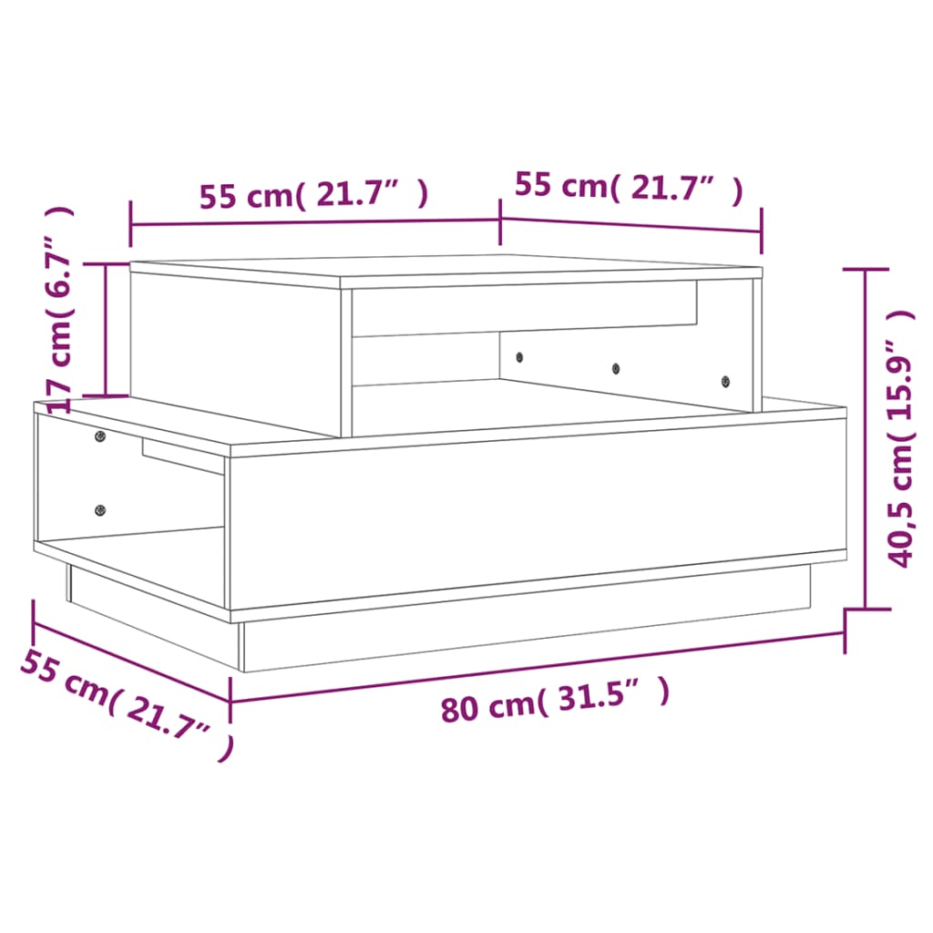 Salontafel 80X55X40,5 Cm Massief Grenenhout Honingbruin