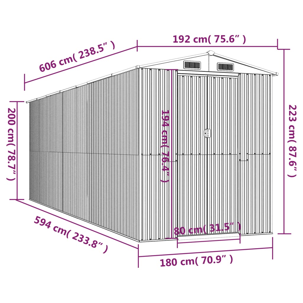 Tuinschuur 192X606X223 Cm Gegalvaniseerd Staal Groen