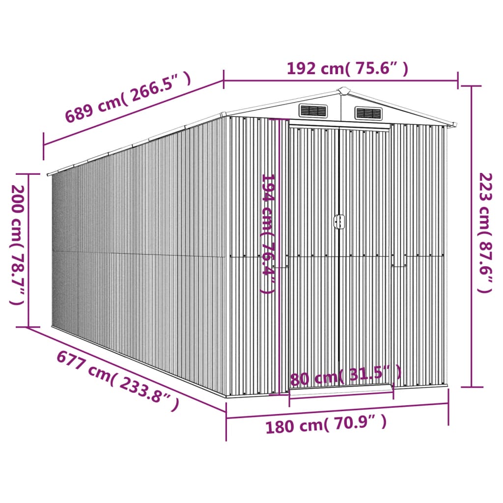 Tuinschuur 192X689X223 Cm Gegalvaniseerd Staal Groen