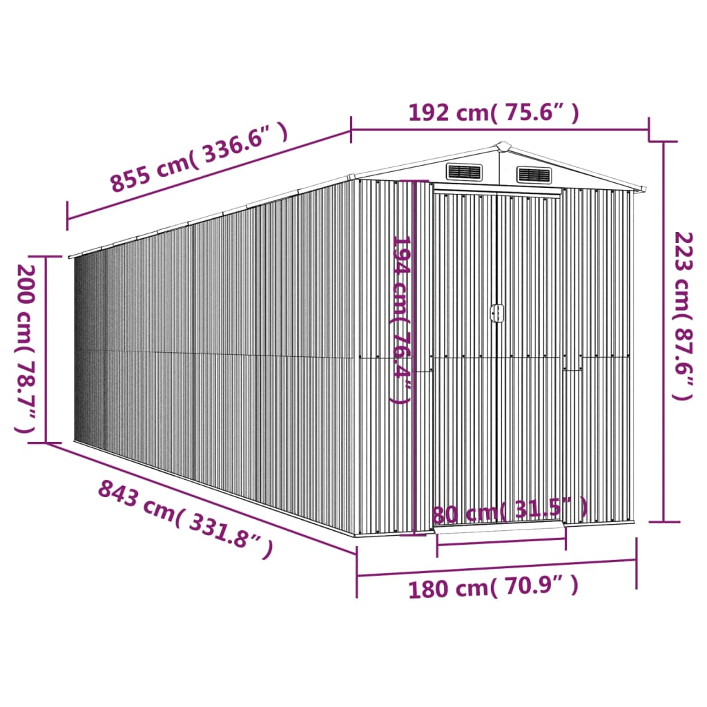 Tuinschuur 192X855X223 Cm Gegalvaniseerd Staal Lichtbruin