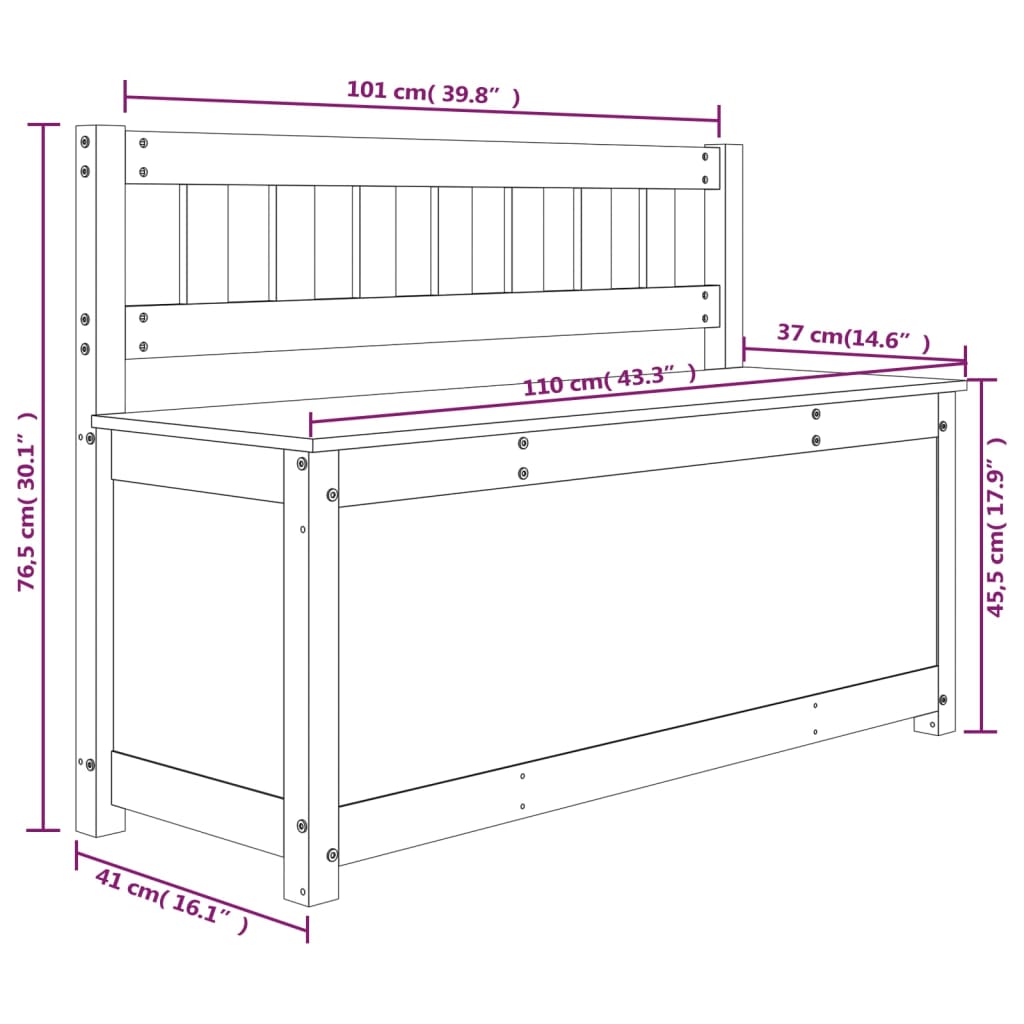 Bankje 110x41x76,5 cm massief grenenhout wit 110 x 41 x 76.5 cm Wit