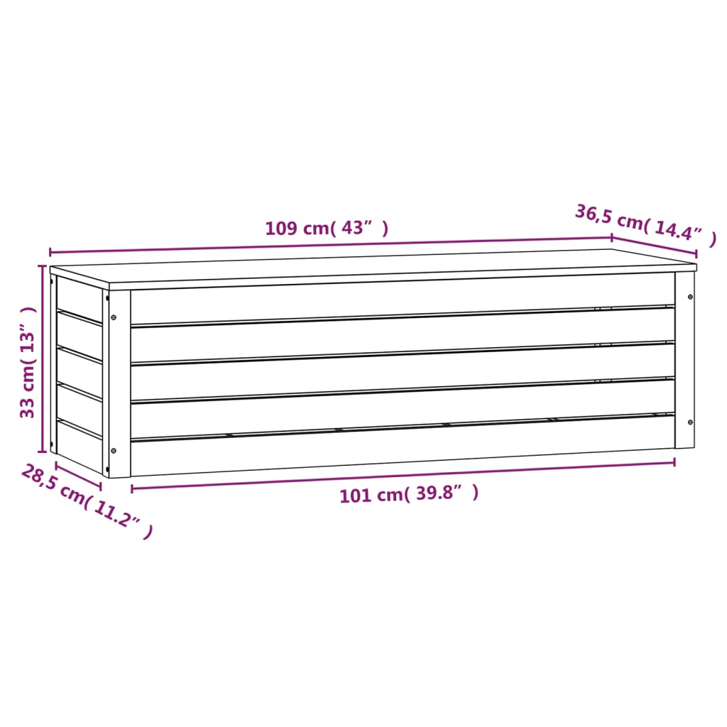 Opbergbox Wit 109X36,5X33 Cm Massief Grenenhout