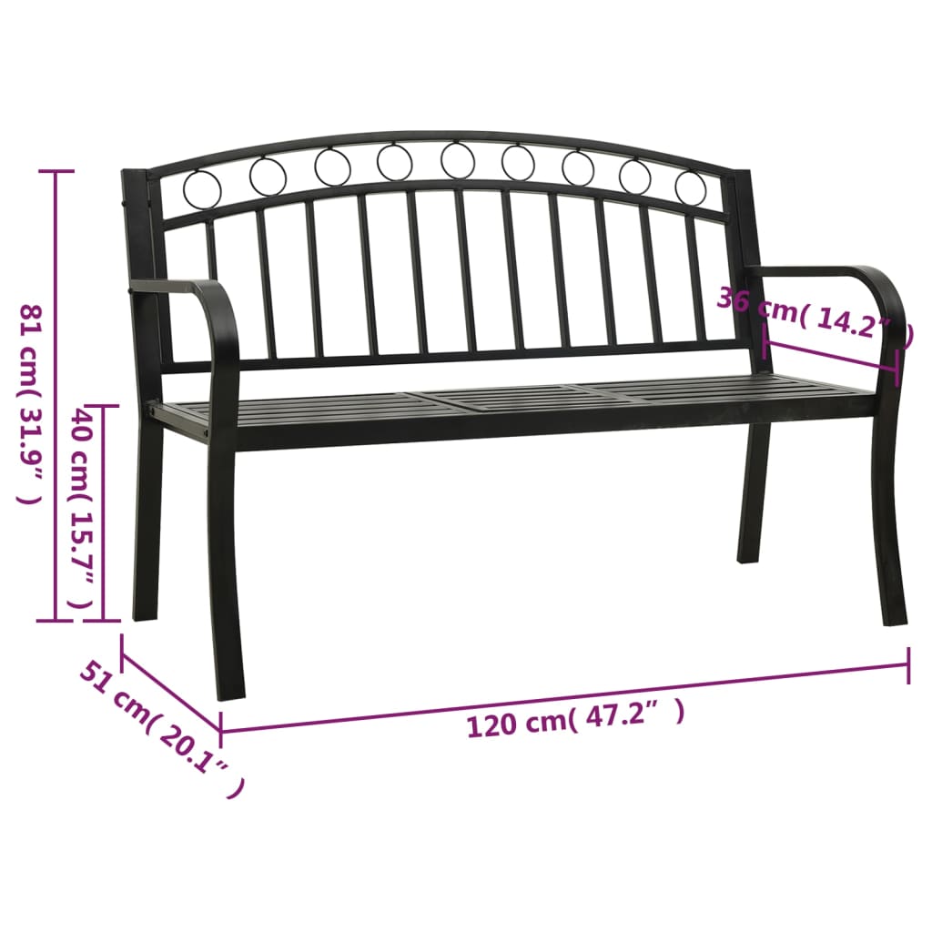 Tuinbank 120 Cm Staal Zwart Met tafel