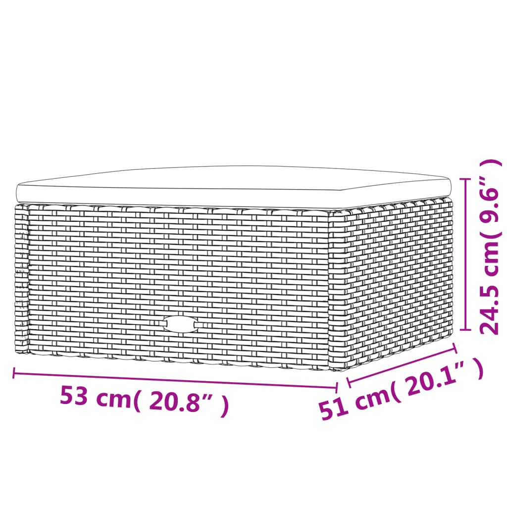 Met Kussen Poly Rattan Zwart Voetensteun