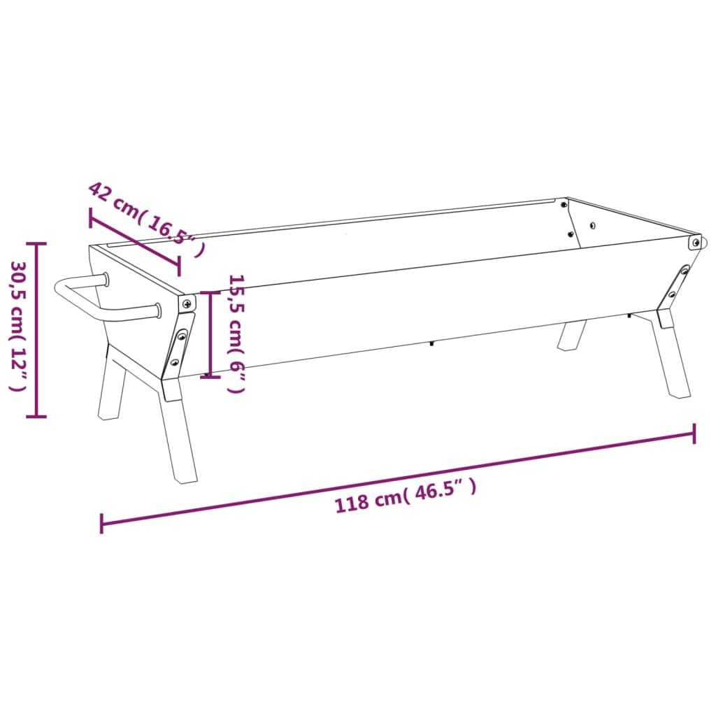Barbecueplaat 118X42X30,5 Cm Roestvrij Staal Zilverkleurig 118 x 42 x 30.5 cm