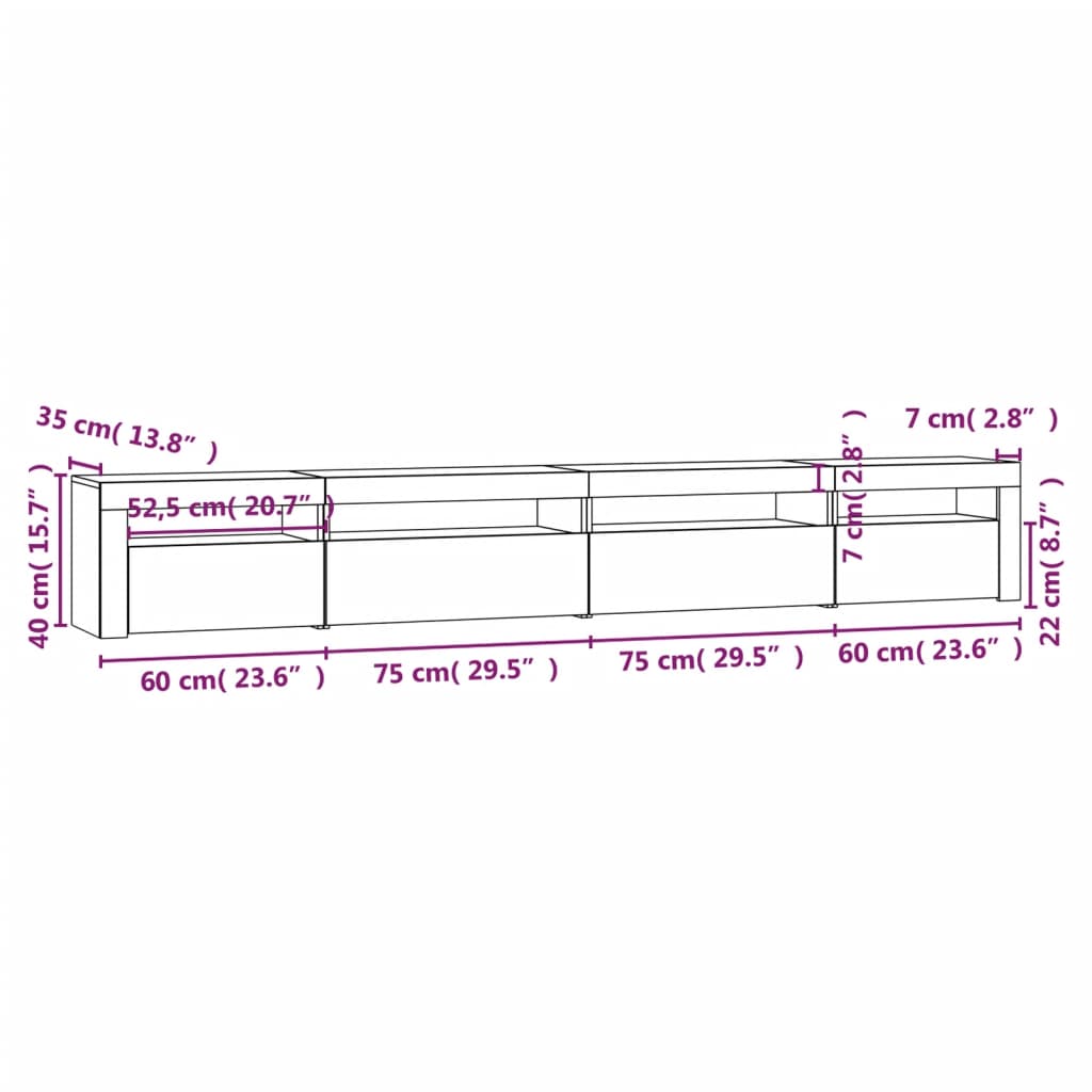 Tv-Meubel Met Led-Verlichting Betongrijs
