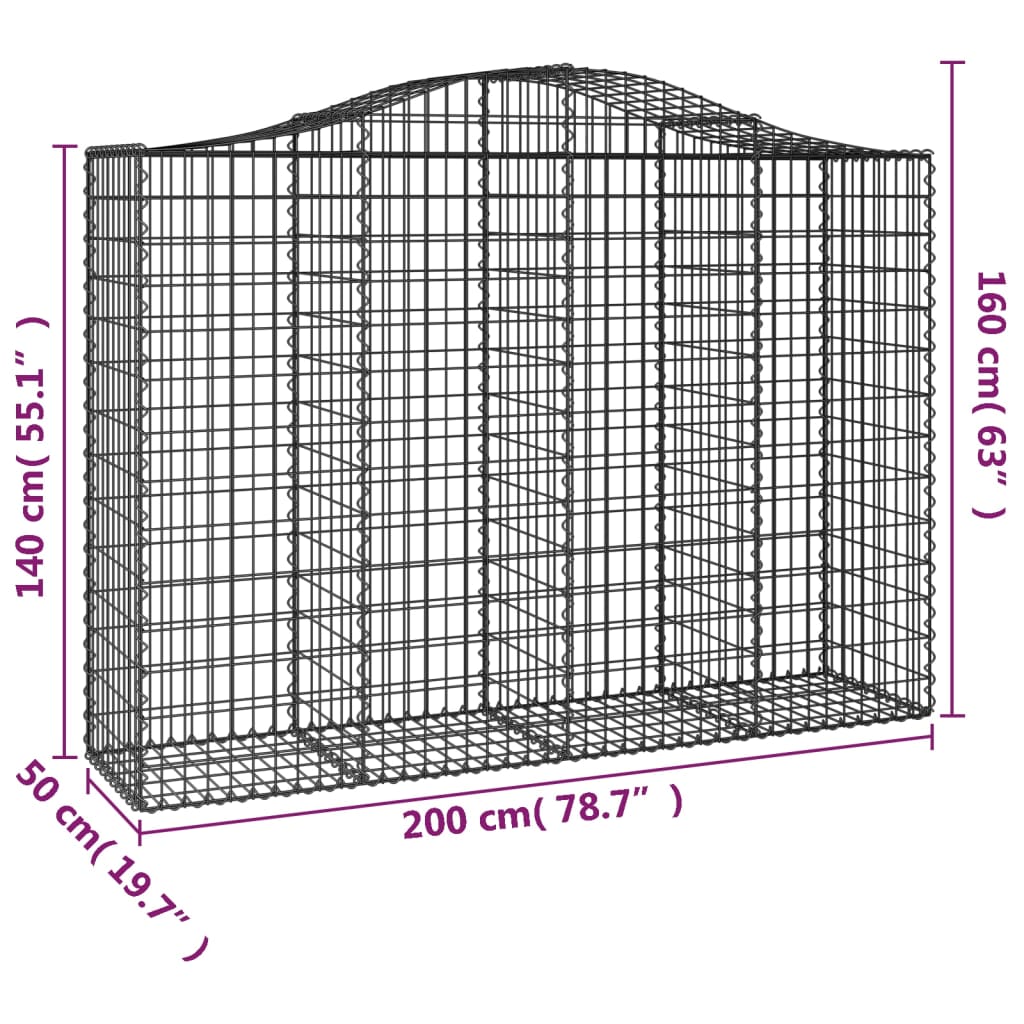 Schanskorf gewelfd 200x50x140/160 cm gegalvaniseerd ijzer 1 200 x 50 x 140/160 cm