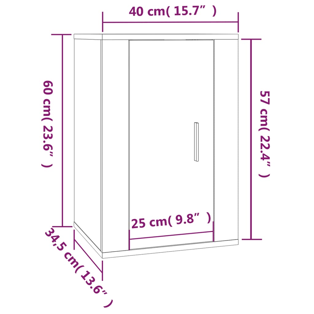Tv-Wandmeubel 40X34,5X60 Cm Kleurig 1 40 x 34.5 x 60 cm Gerookt eiken