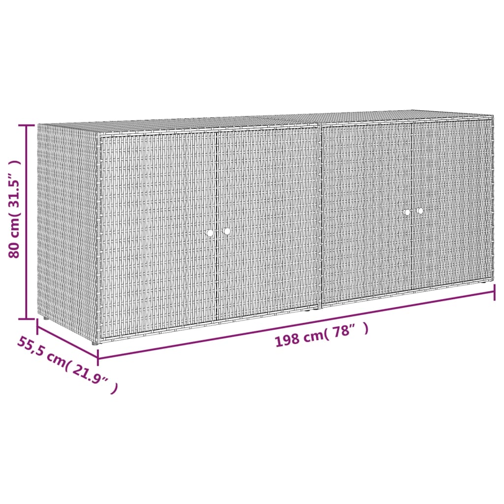 Tuinkast 198X55,5X80 Cm Poly Rattan Grijs