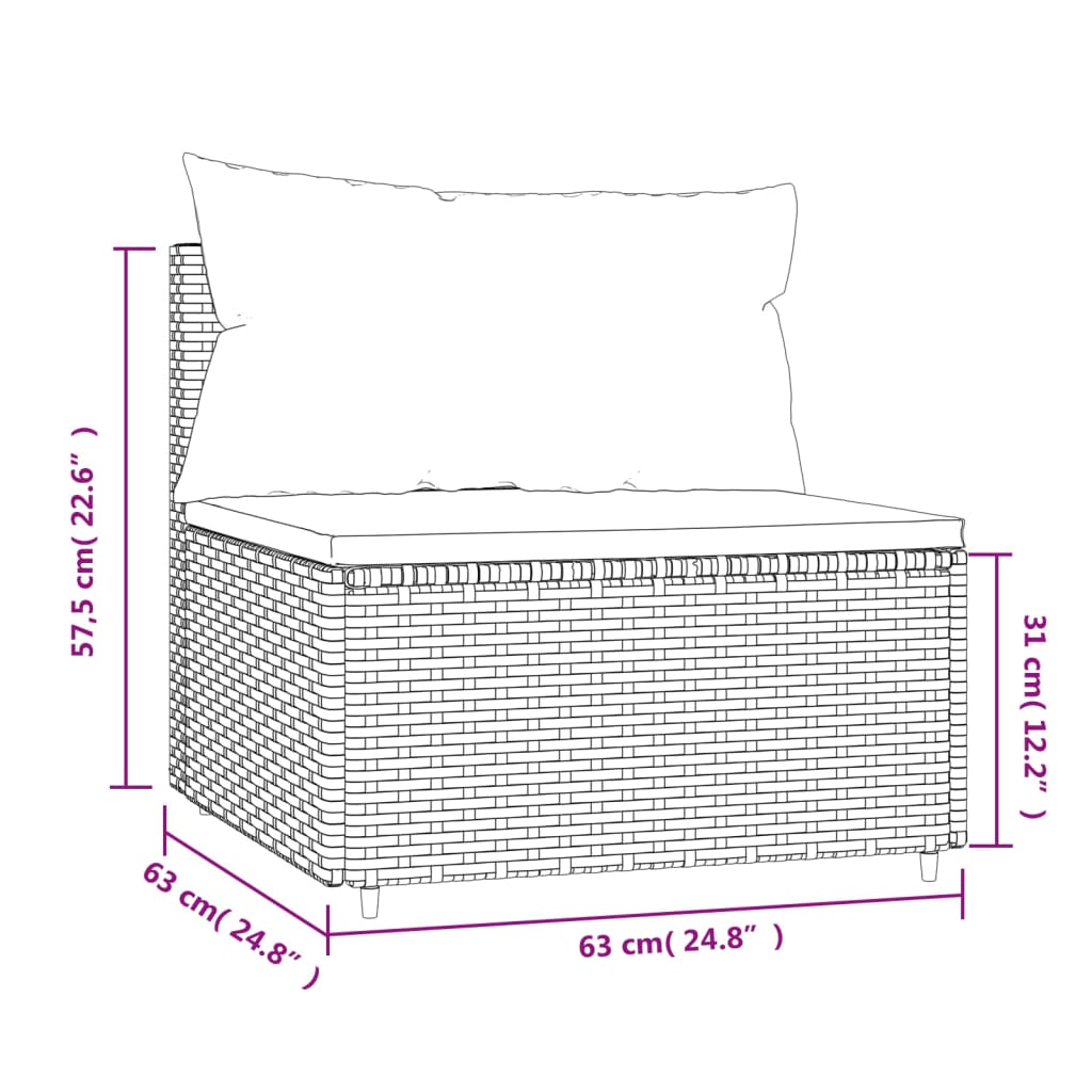 Tuin Met Kussens Poly Rattan Bruin en groen Middenbank