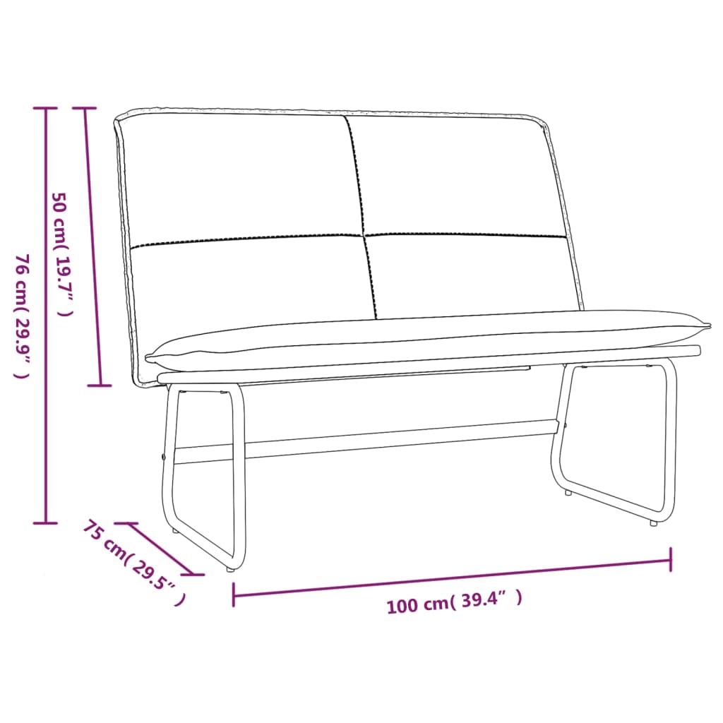 Bankje 100x75x76 cm kunstleer cappuccinokleurig