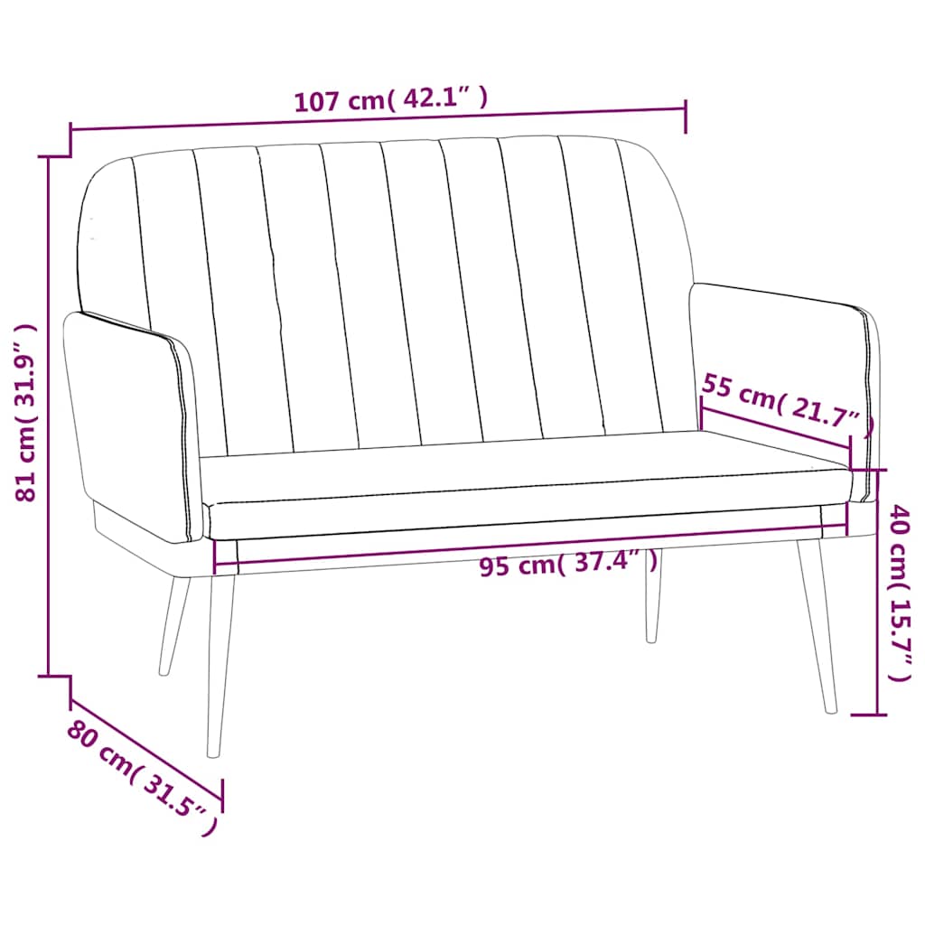 Bankje 107x80x81 cm kunstleer grijs