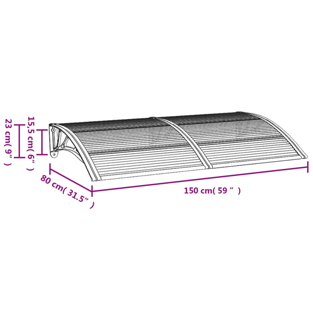 Deurluifel 150x80 cm polycarbonaat grijs 150 x 80 cm Grijs en transparant