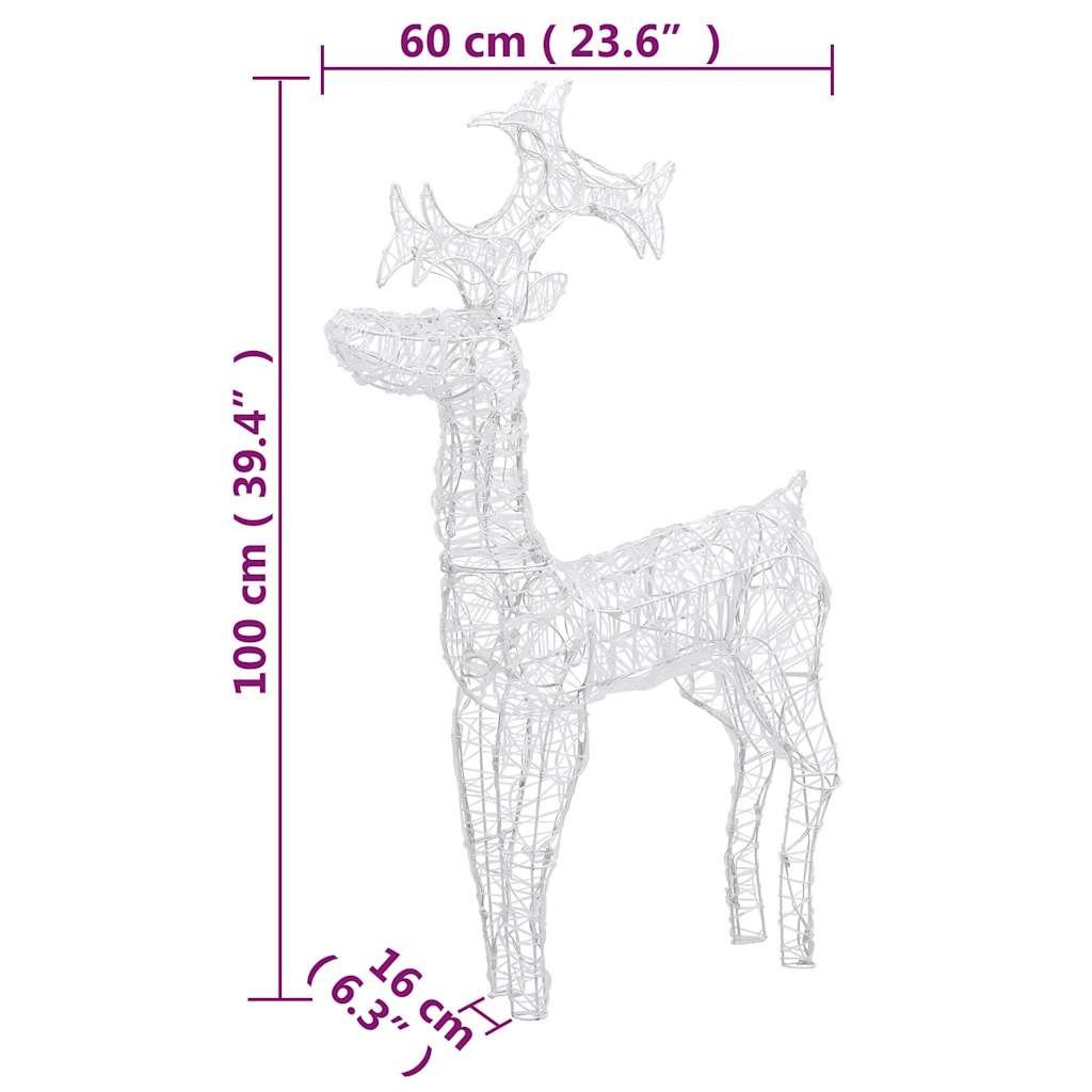 Kerstversiering rendier 2 st 60x16x100 cm acryl