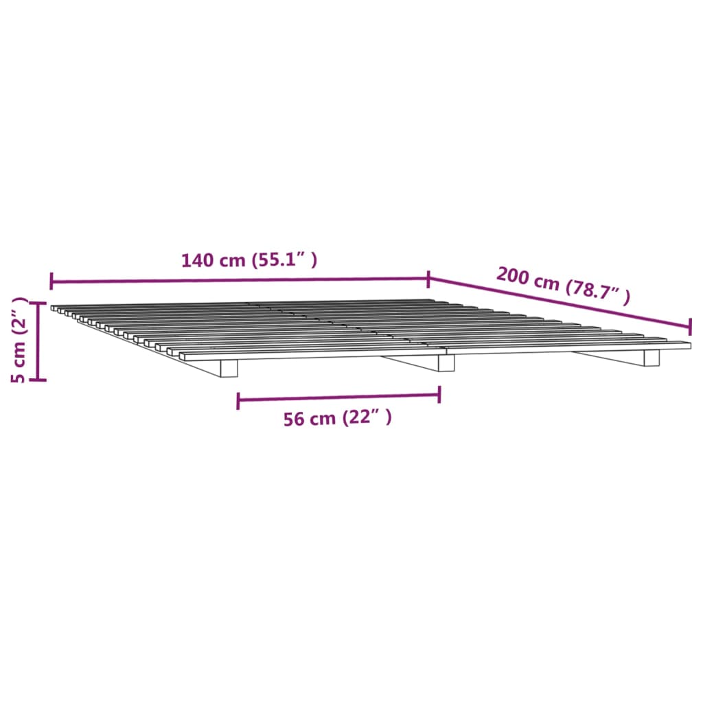 Bedframe Massief Grenenhout 140X200 Cm 140 x 200 cm Naturel