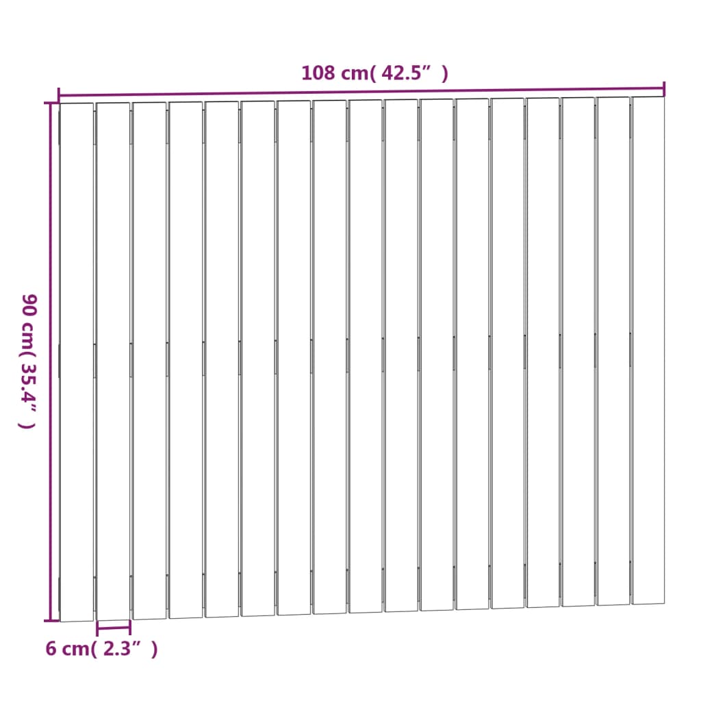 Wandhoofdbord 08X3X90 Cm Massief Grenenhout Grijs 108 x 90 cm