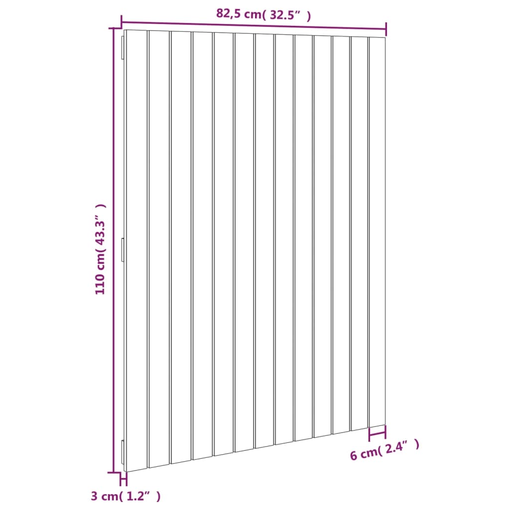 Wandhoofdbord 82,5X3X0 Cm Massief Grenenhout Zwart 82.5 x 110 cm