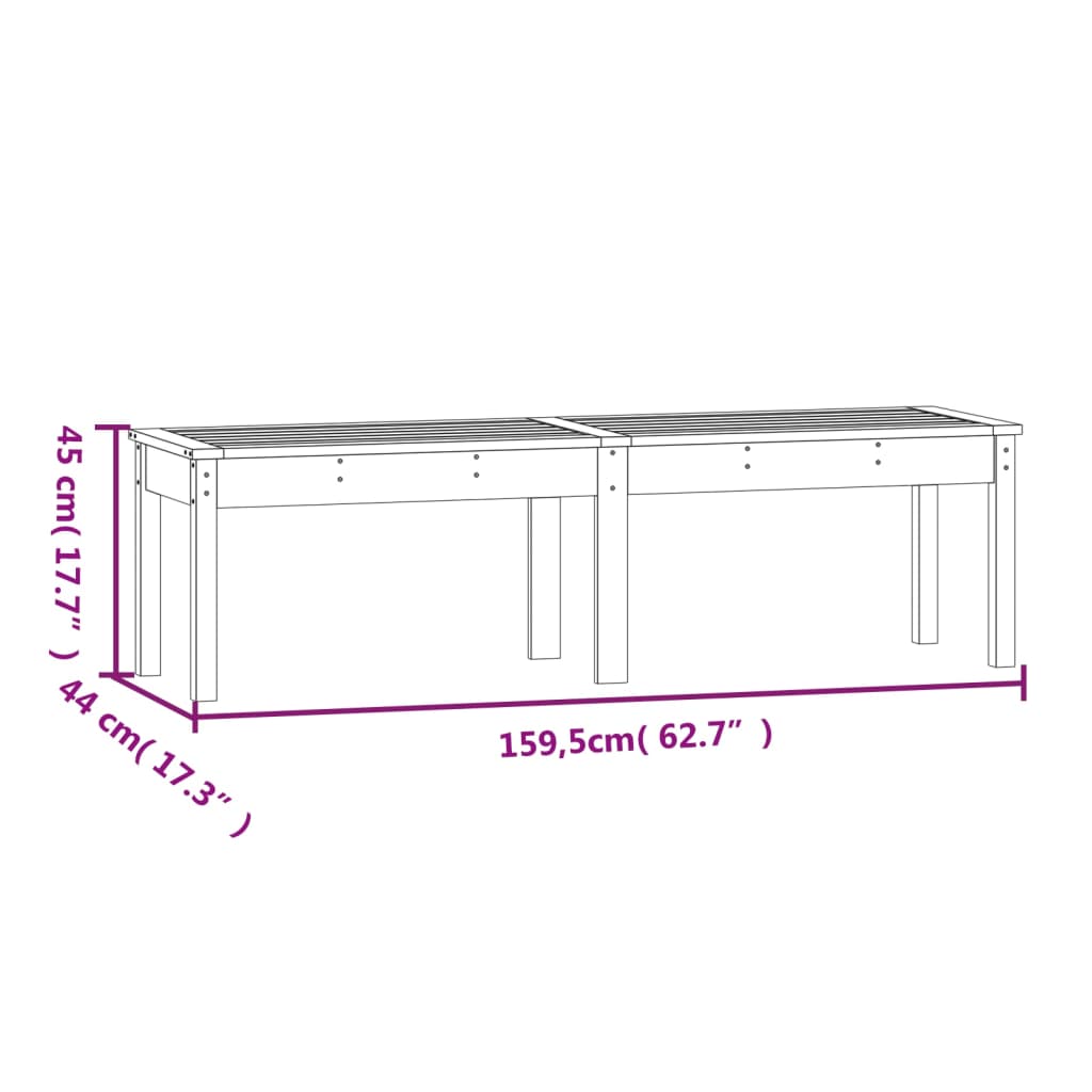 Tuinbank 2-Zits 59,5X44X45 Cm Massief Grenenhout Grijs 159.5 x 44 x 45 cm Grijs grenenhout