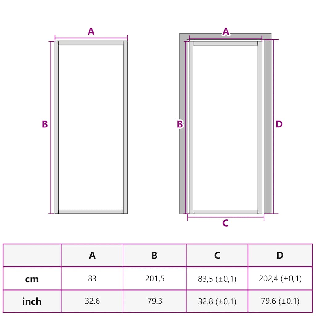Binnendeur 83x201,5 cm gehard glas en aluminium smal wit