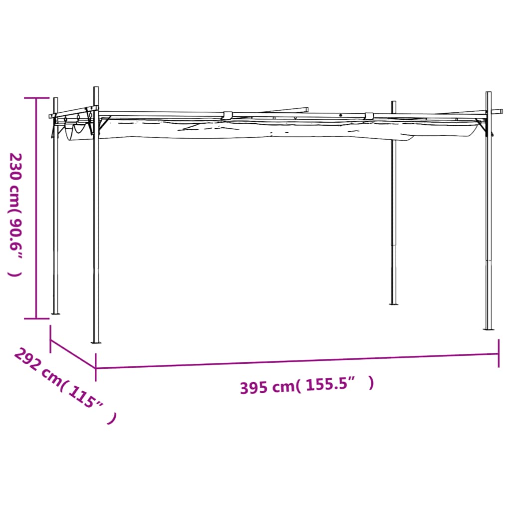 Pergola Met Uitschuifbaar Dak 395X292X230 Crèmekleurig