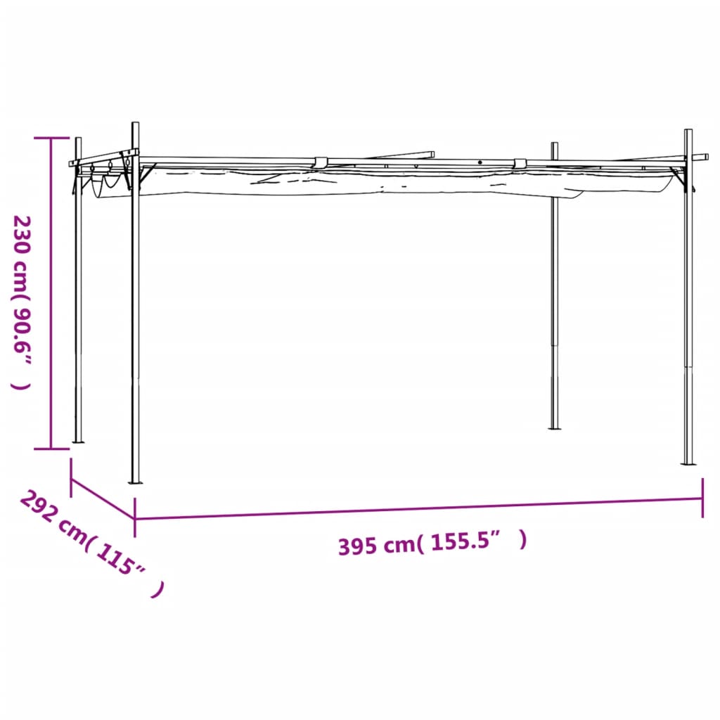 Pergola Met Uitschuifbaar Dak 395X292X230 Antracietkleurig