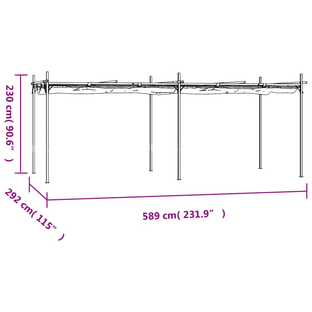 Pergola Met Uitschuifbaar Dak 589X292X230 Taupe