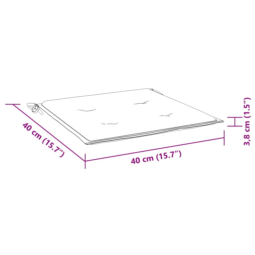 Stoelkussens 4 st bladpatroon 40x40x4 cm stof