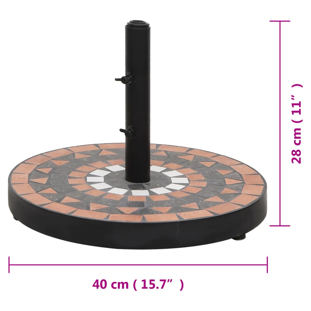 Parasolvoet 12 Kg Wit Terracotta en zwart Rond
