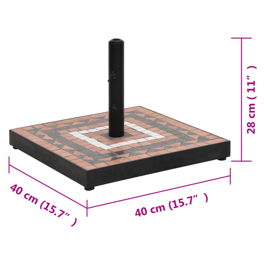 Parasolvoet Vierkant 12 Kg Terracottakleurig Wit