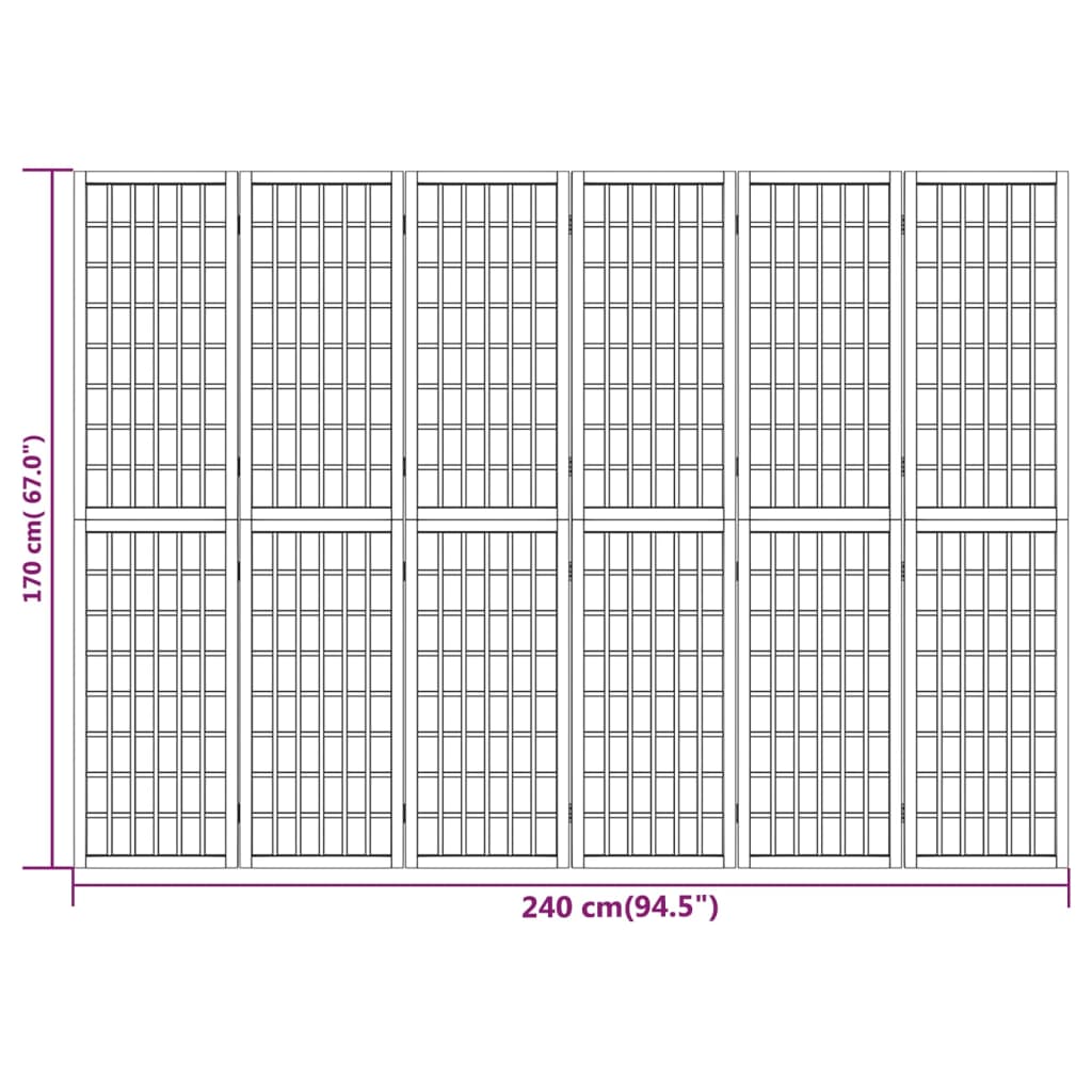 Kamerscherm inklapbaar 6 panelen Japanse stijl 240x170 cm 240 x 170 cm Naturel