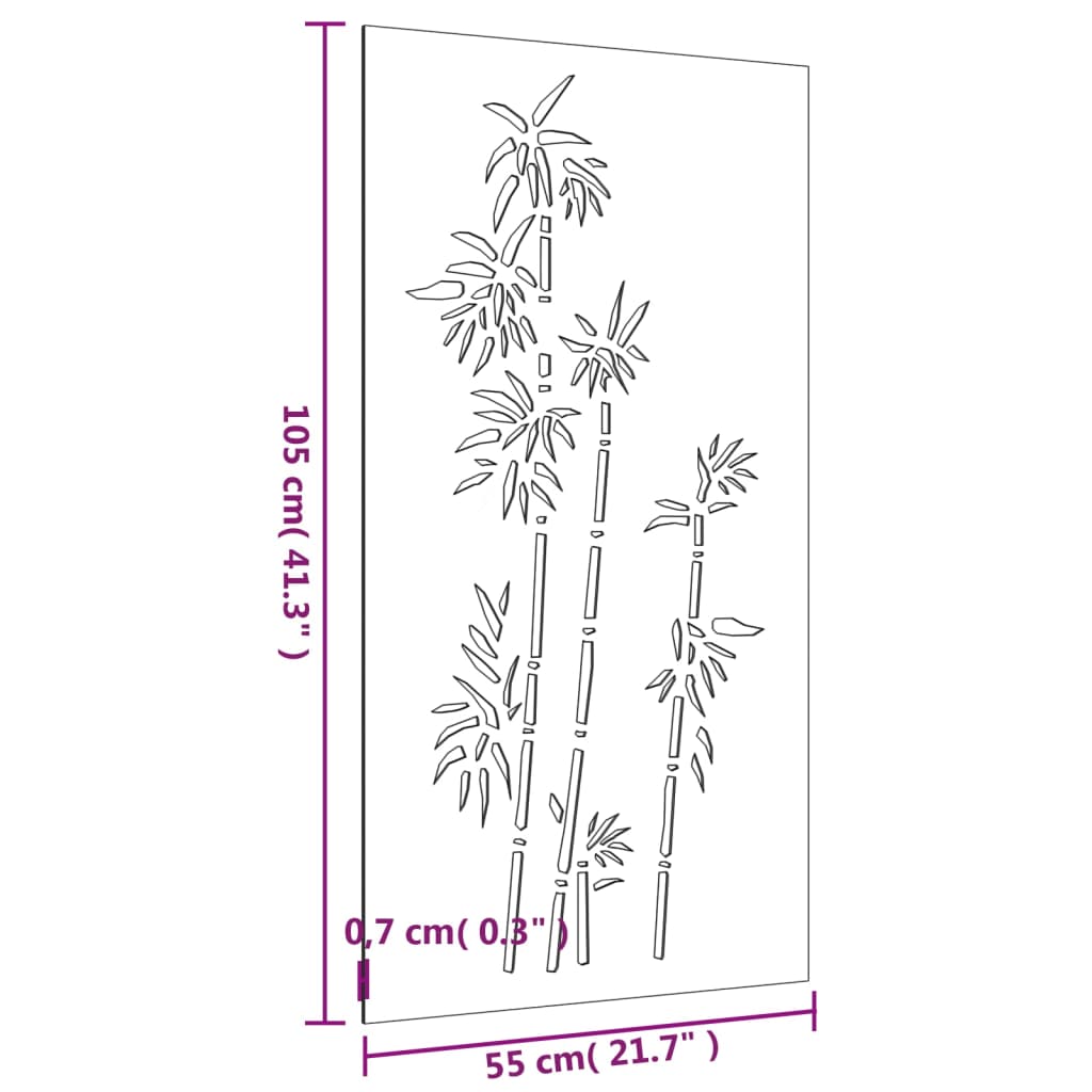Wanddecoratie Tuin Bamboe-Ontwerp 105X55 Cm Cortenstaal