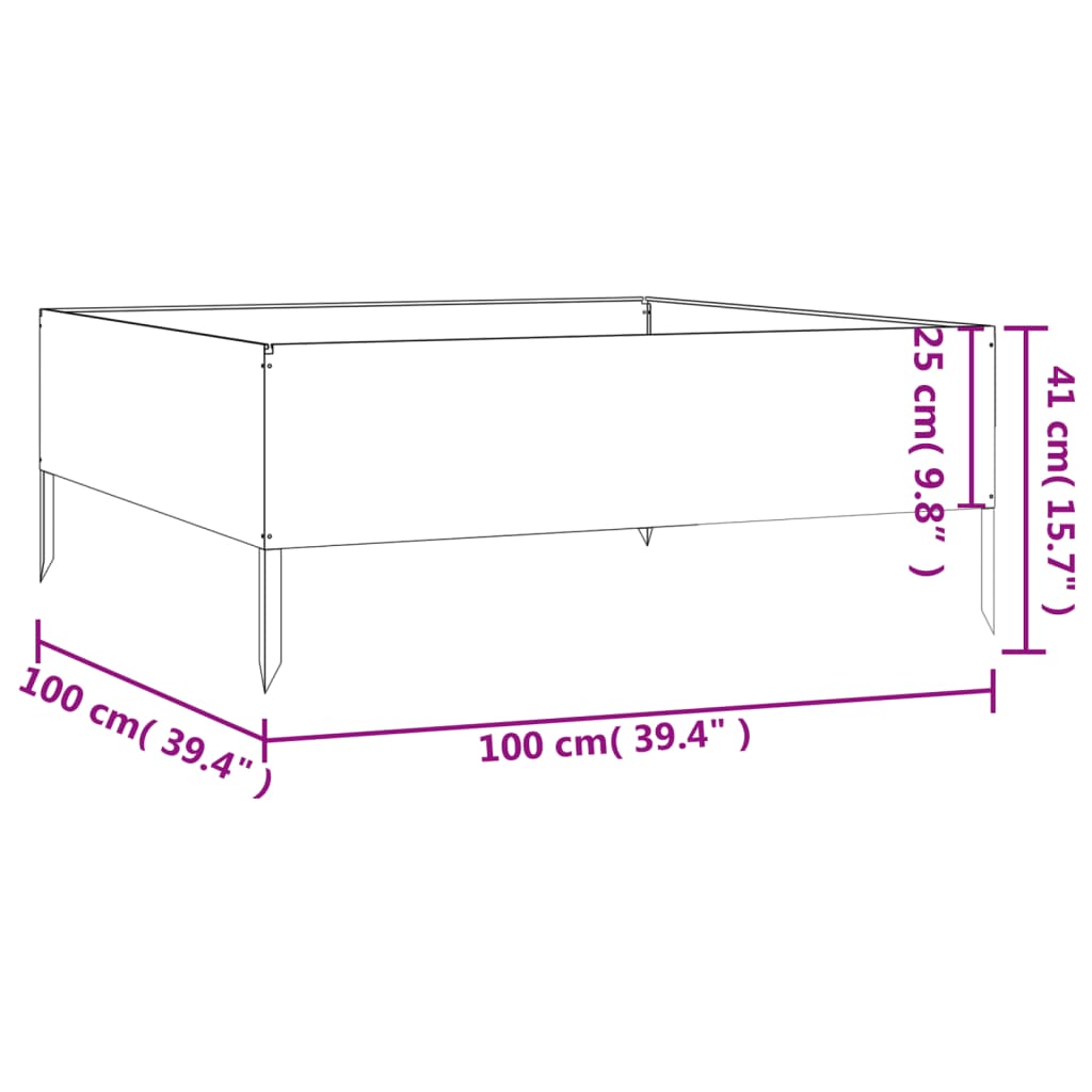 Plantenbak Verhoogd 100X100X41 Cm Cortenstaal