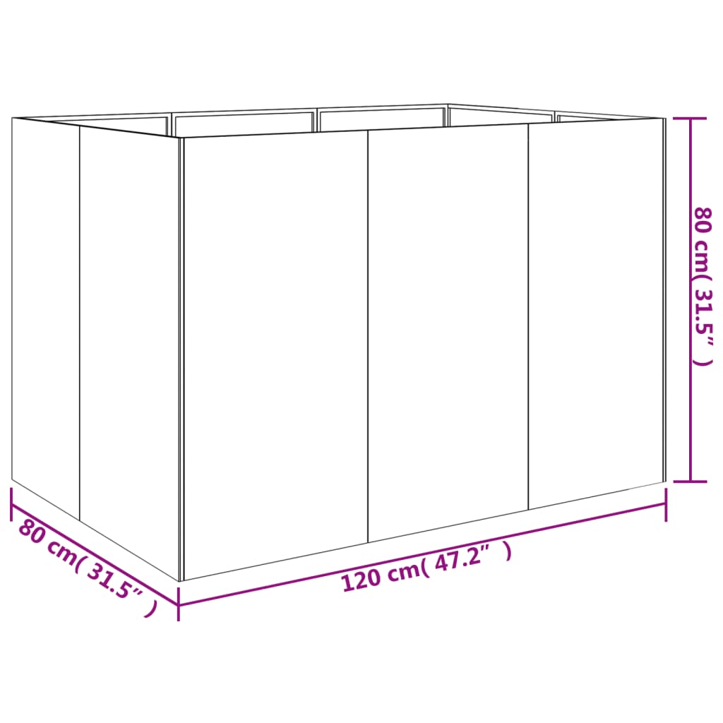 Plantenbak Verhoogd Cortenstaal 120 x 80 x 80 cm
