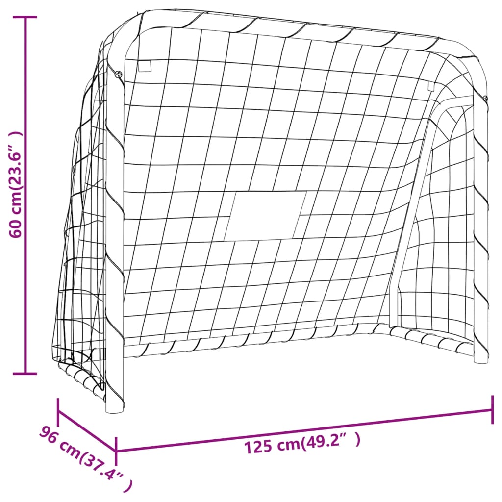 Voetbaldoel Met Net 125X96X60 Cm Staal En Polyester Wit 125 x 96 x 60 cm