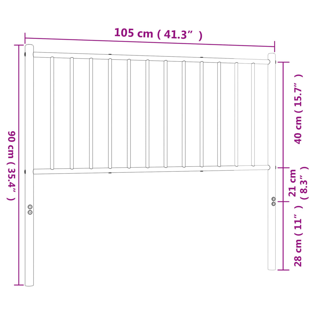 Hoofdbord Metaal Zwart 100 Cm