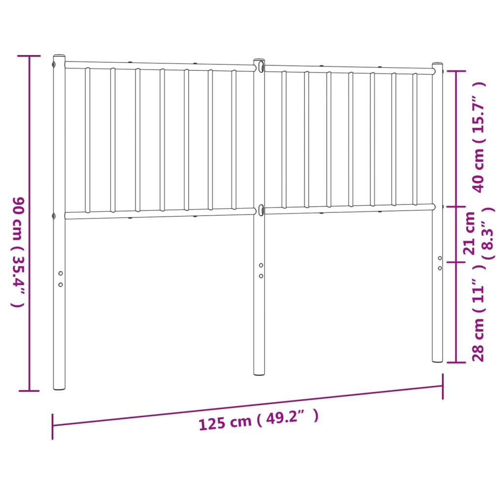 Hoofdbord Metaal Zwart 120 Cm